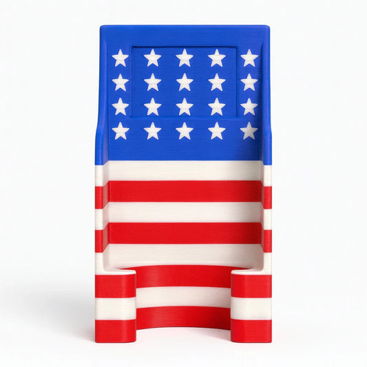 Bat Saver™ Patriotic Edition in red, white and blue flag pattern. Patented fence mounted bat holder.
