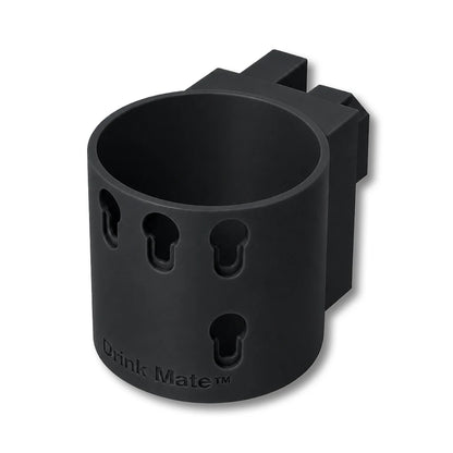 Drink Mate™ in black. Patented fence mounted cup holder.