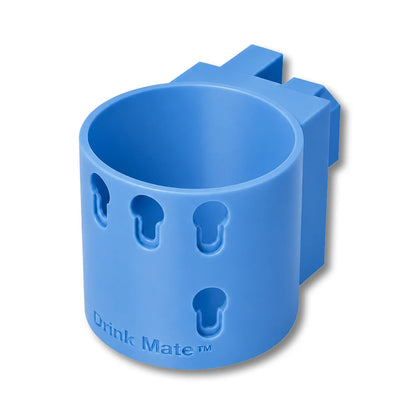 Drink Saver™ in light blue. Patented fence mounted cup holder.