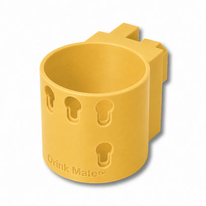 Drink Saver™ in yellow. Patented fence mounted cup holder.