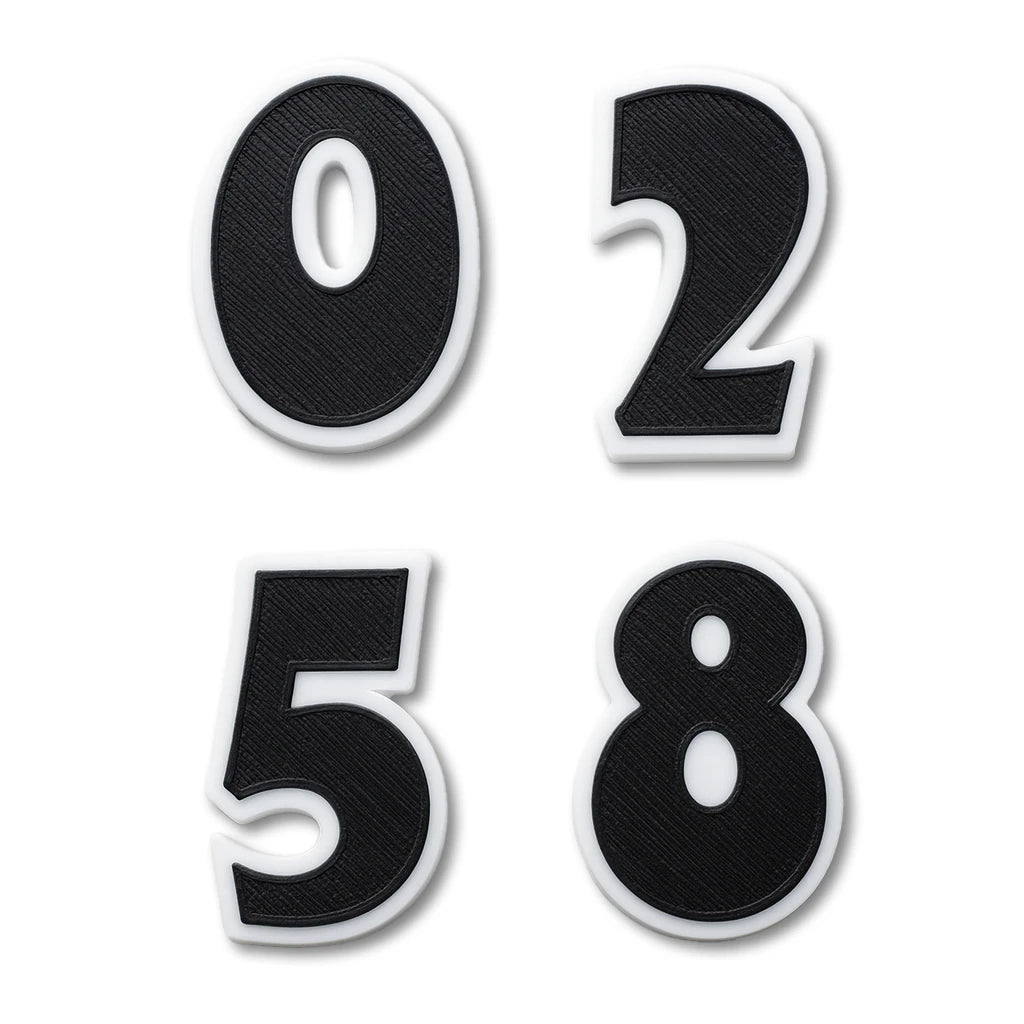 Jersey numbers in black and white. Fits in all Bat Saver™ products with charm slots.