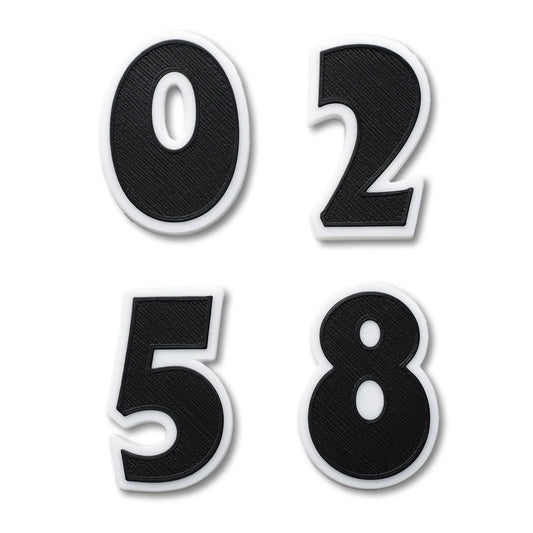 Jersey numbers in black and white. Fits in all Bat Saver™ products with charm slots.
