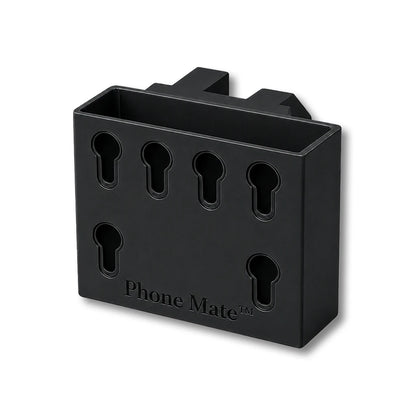 Phone Saver™ in black. Patented fence mounted phone cradle.