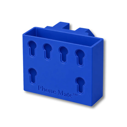Phone Saver™ in blue. Patented fence mounted phone cradle.