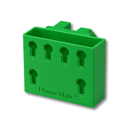 Phone Saver™ in green. Patented fence mounted phone cradle.
