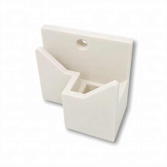 Wall Mount Adapter in white. Compatible with all Bat Saver™
 products.